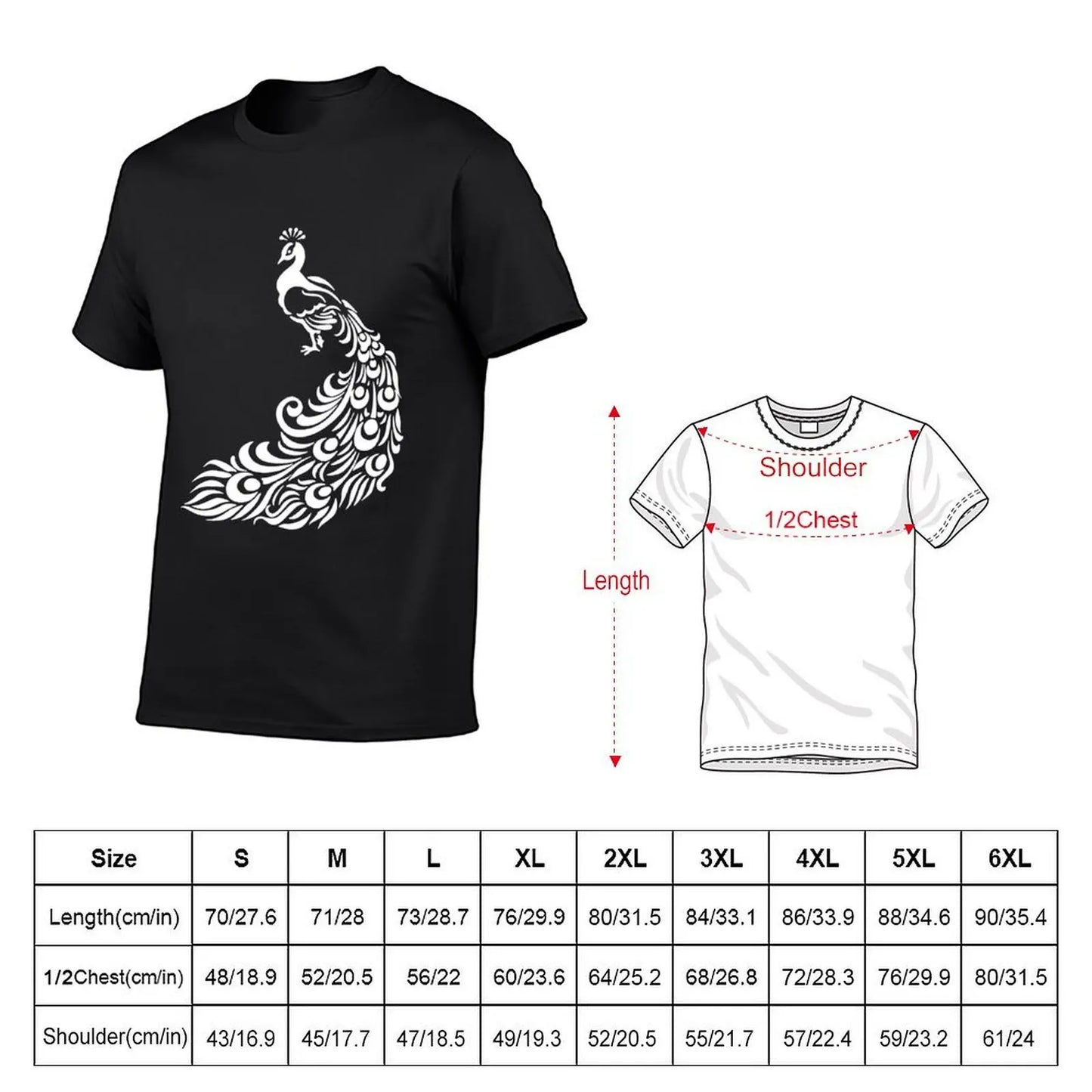 Extravagantes weißes Pfauen-T-Shirt, neue Edition, Grafik, süße Oberteile, Sweat-T-Shirts für Herren